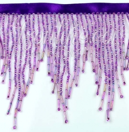 Lilac Opalescent Purple 3" Beaded Chevron Fringe 10 Yard Bolt